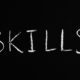 skills text on black background